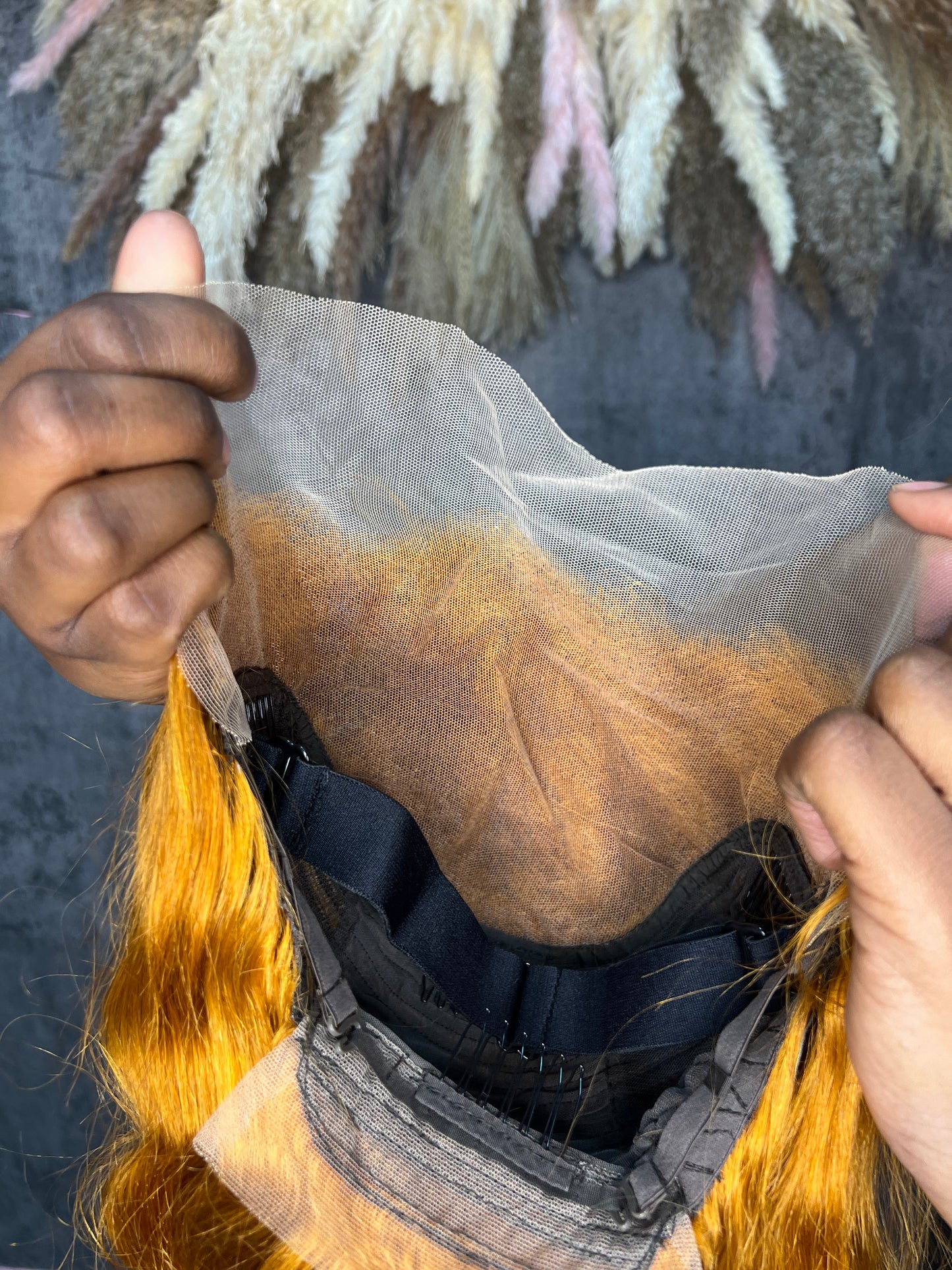 100% Human BodyWave ginger 13x6 TRANSPARENT lace front wig , pre plucked hairline