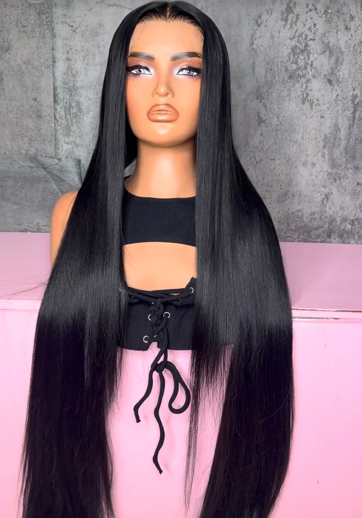 UNIT NAME MELA: 13x6x2 PREMIUM MIX FIBER ( HUMAN BLEND )HD LACE FRONT WIG