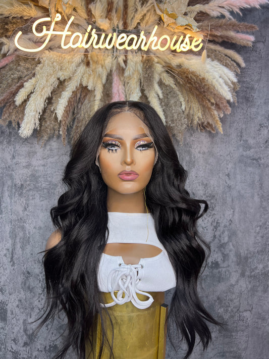 UNIT NAME : MONA 13x6x2 PREMIUM MIX FIBER ( human blend) HD LACE FRONT WIG