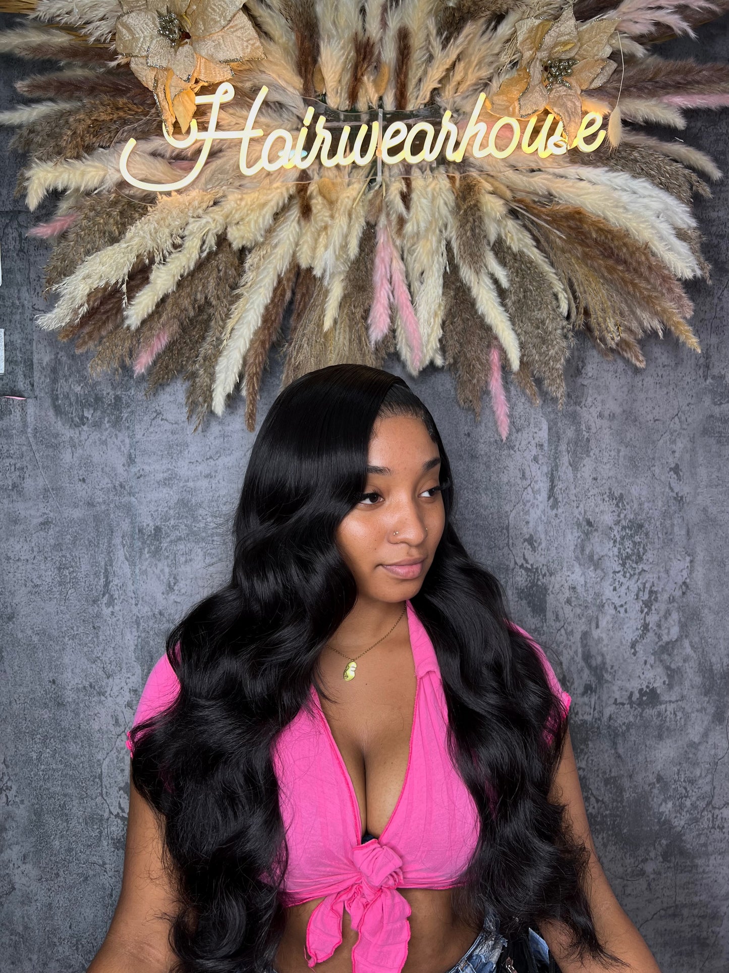 UNIT NAME SLEEK : 13x6x2 PREMIUM MIX FIBER ( HUMAN BLEND )HD LACE FRONT WIG