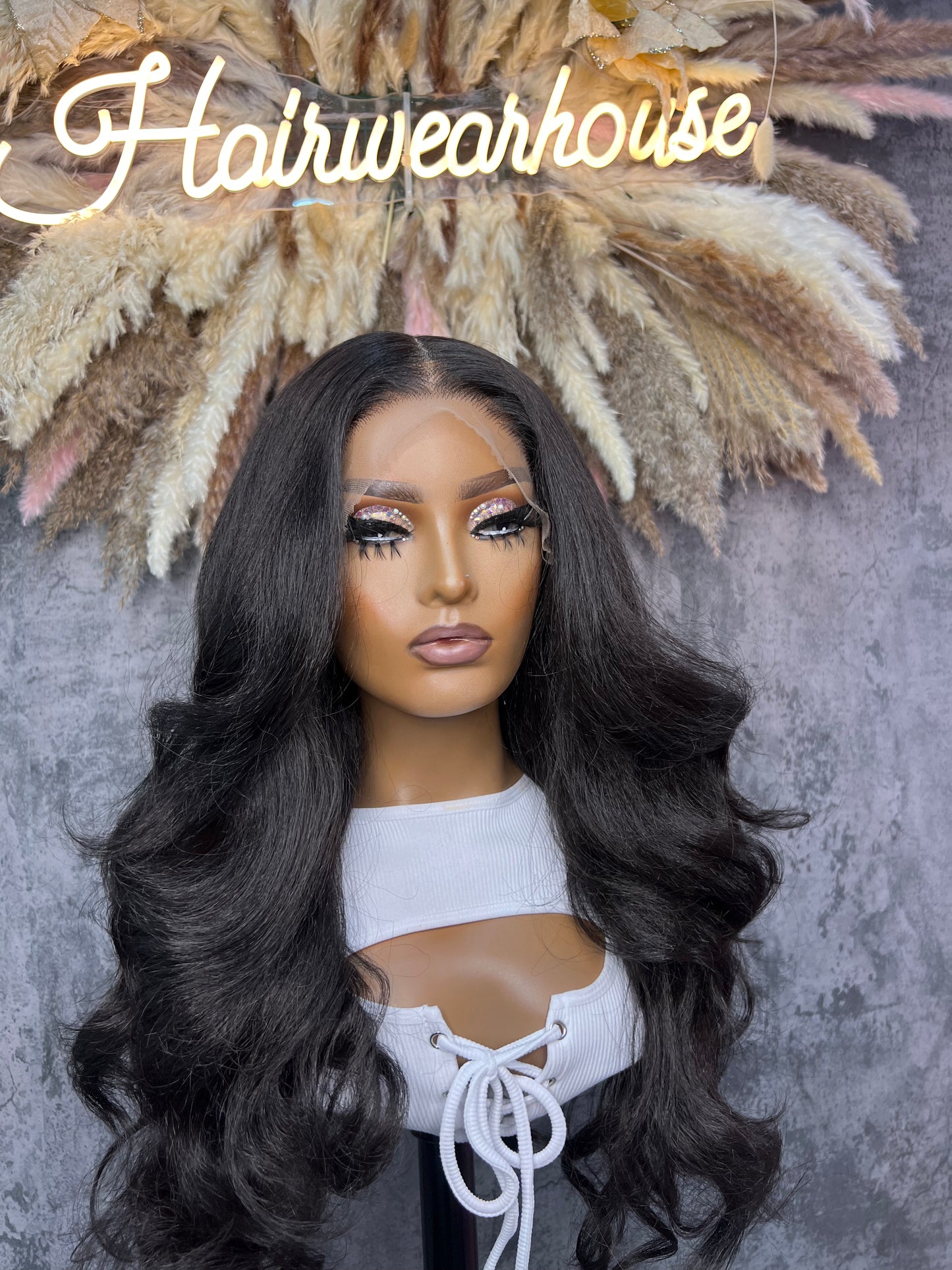 UNIT NAME :WINTER  13x6x2 PREMIUM MIX FIBER (HUMAN BLEND) HD LACE FRONT WIG