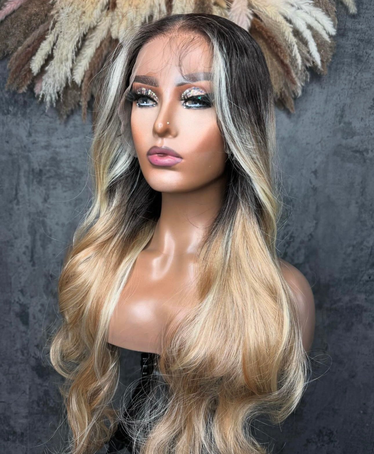 UNIT NAME : AURORA  13x6x2 premium mix fiber (human blend) lace front wig