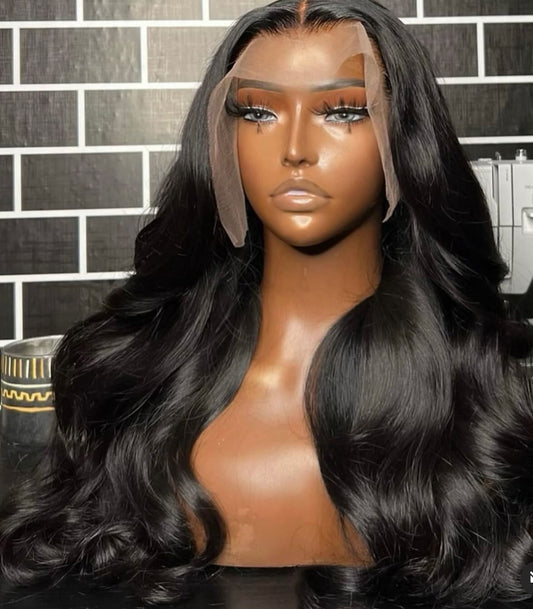 100% bodywave human hair transparent 13*6  lace frontal wig , pre plucked baby hair ..