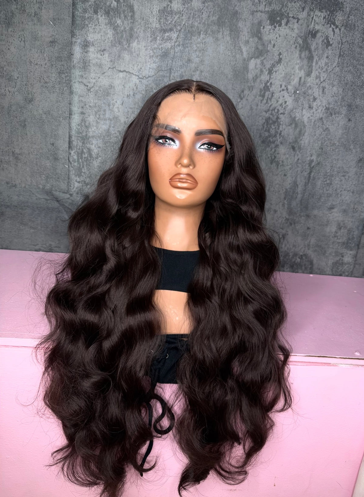 UNIT NAME ALLISON : 13x6x2 PREMIUM MIX FIBER ( HUMAN BLEND )HD LACE FRONT WIG