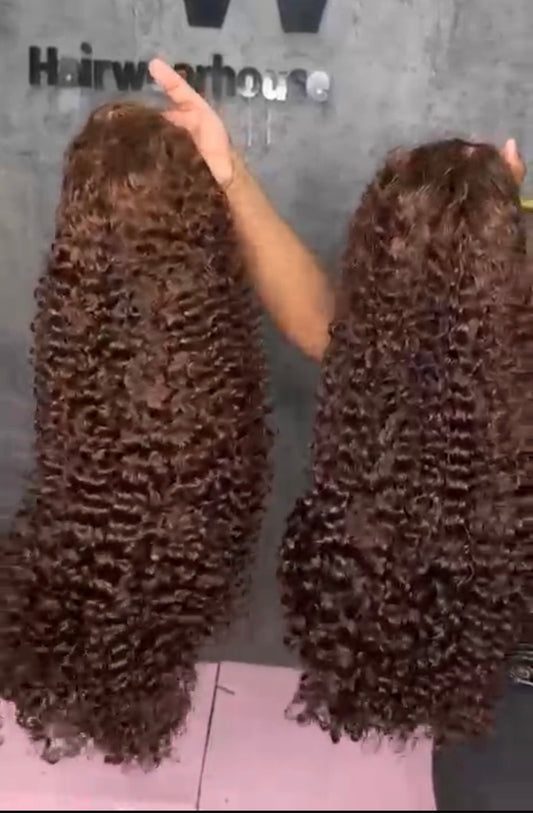 5x5 Burmese Curly Wigs 210% Density #4 ( TRANSPARENT LACE)