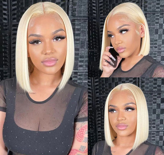 100% human hair bob ,13x4 hd transparent lace frontal wig , pre plucked baby hair