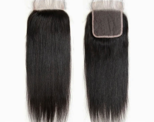 100% HUMAN STRAIGHT 4x4 TRANSPARENT LACE  CLOSURE