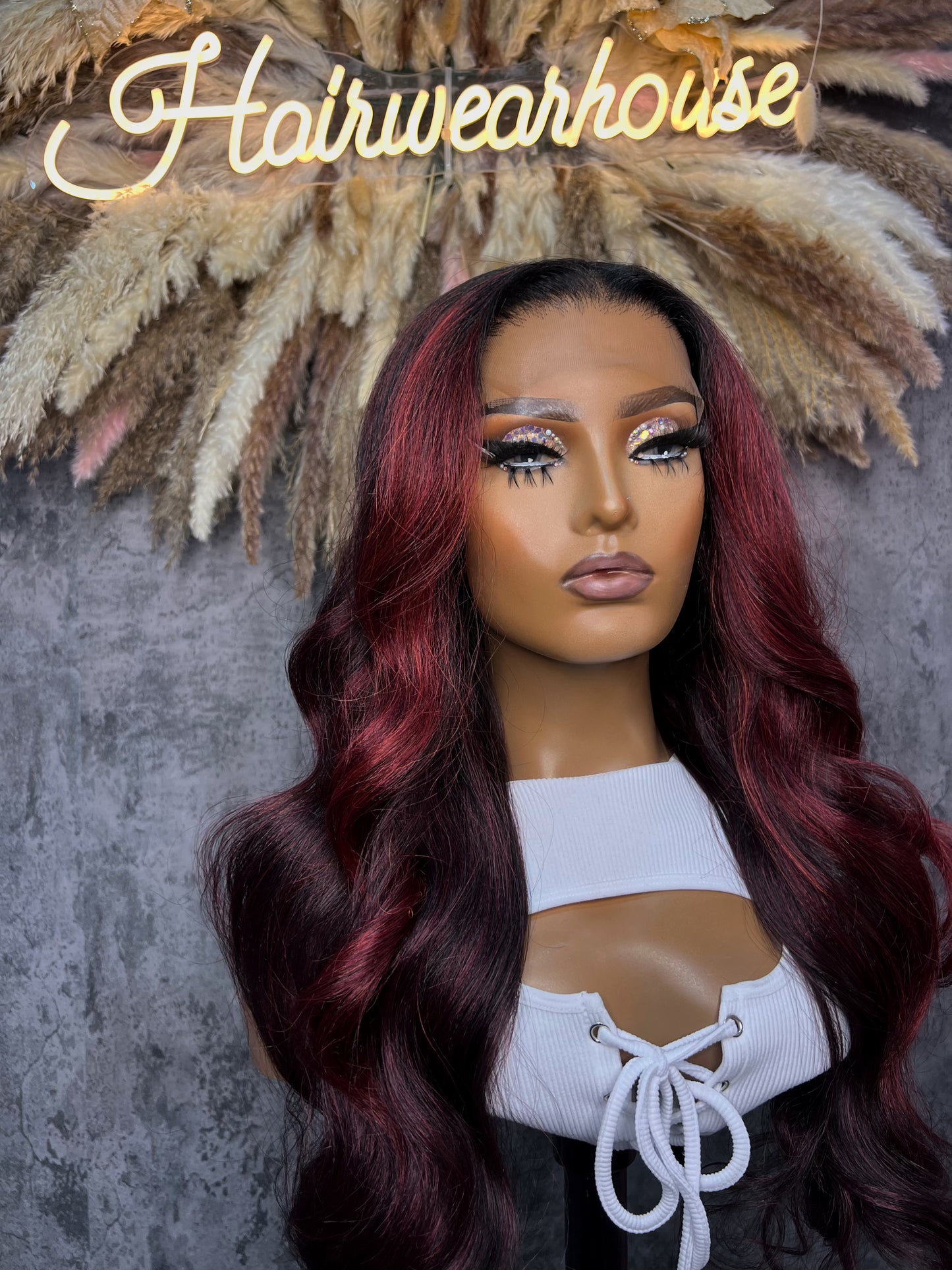 UNIT NAME :  VIOLET 5x5 PREMIUM MIX FIBER (HUMAN BLEND) LACE FRONT closure WIG