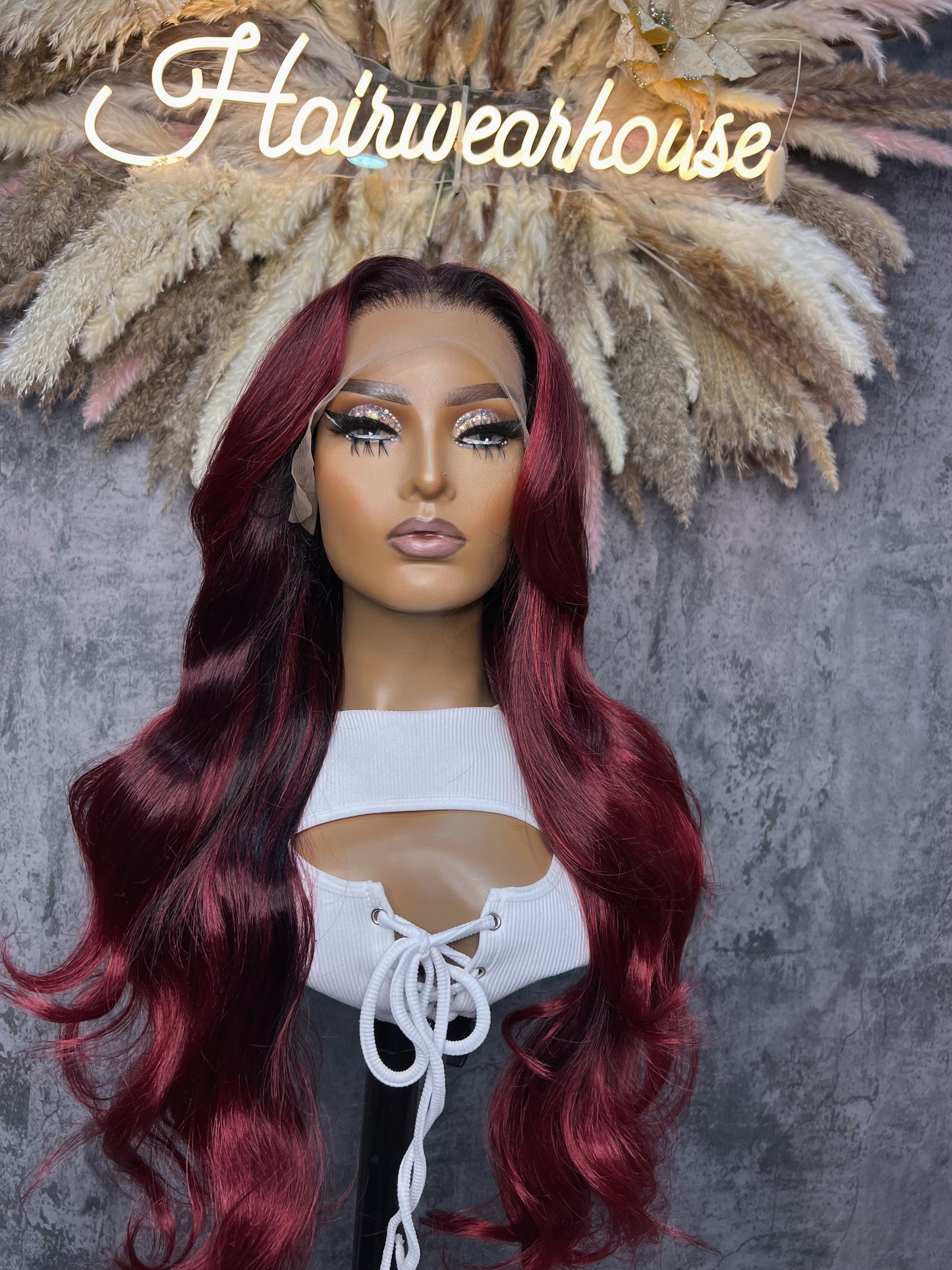 UNIT NAME: TRUDY 13x6x2 PREMIUM MIX FIBER (HUMAN BLEND) HD LACE FRONT WIG