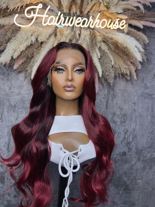 UNIT NAME: TRUDY 13x6x2 PREMIUM MIX FIBER (HUMAN BLEND) HD LACE FRONT WIG