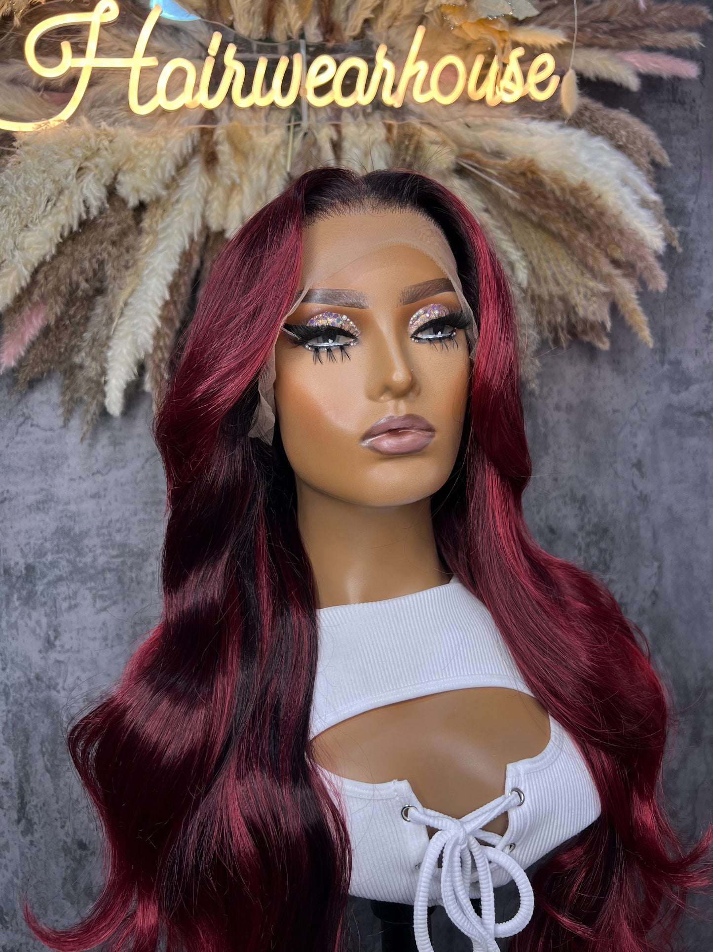 UNIT NAME: TRUDY 13x6x2 PREMIUM MIX FIBER (HUMAN BLEND) HD LACE FRONT WIG