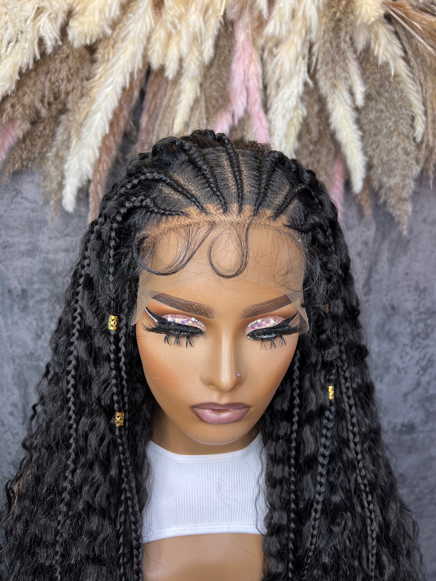 UNIT NAME : BRANDY , 13x6x2 PREMIUM MIX FIBER (HUMAN BLEND ) LACE FRONT WIG