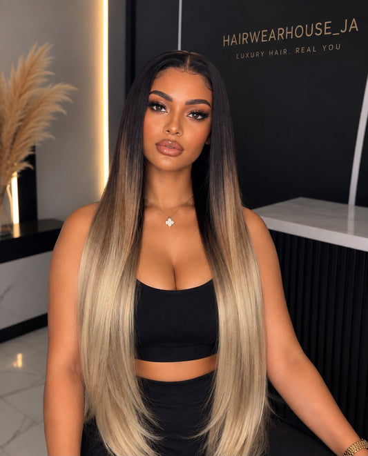 UNIT NAME BELL: 13x6x2 PREMIUM MIX FIBER ( HUMAN BLEND )HD LACE FRONT WIG