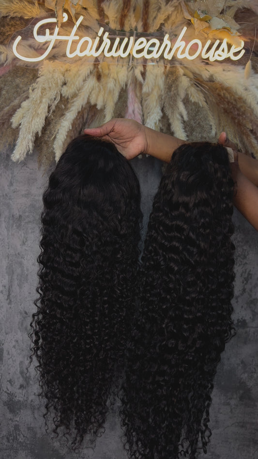 100% human 4x4 closure Deep curly wig..transparent lace , pre plucked hairline